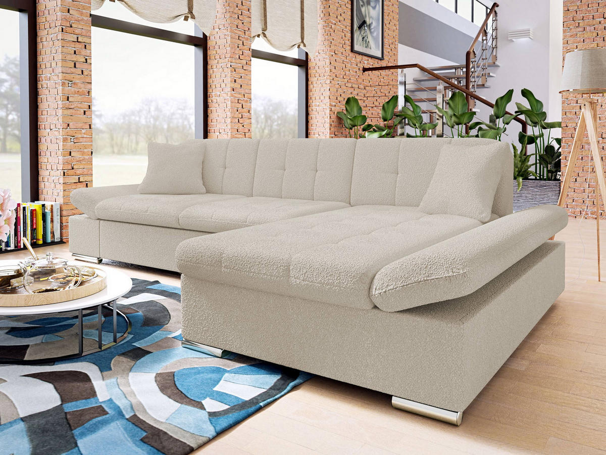 ECKSOFA Malwi Premiumi, Seite: Rechts - Hellbraun, Holz/Textil (278/161cm) - MIRJAN24