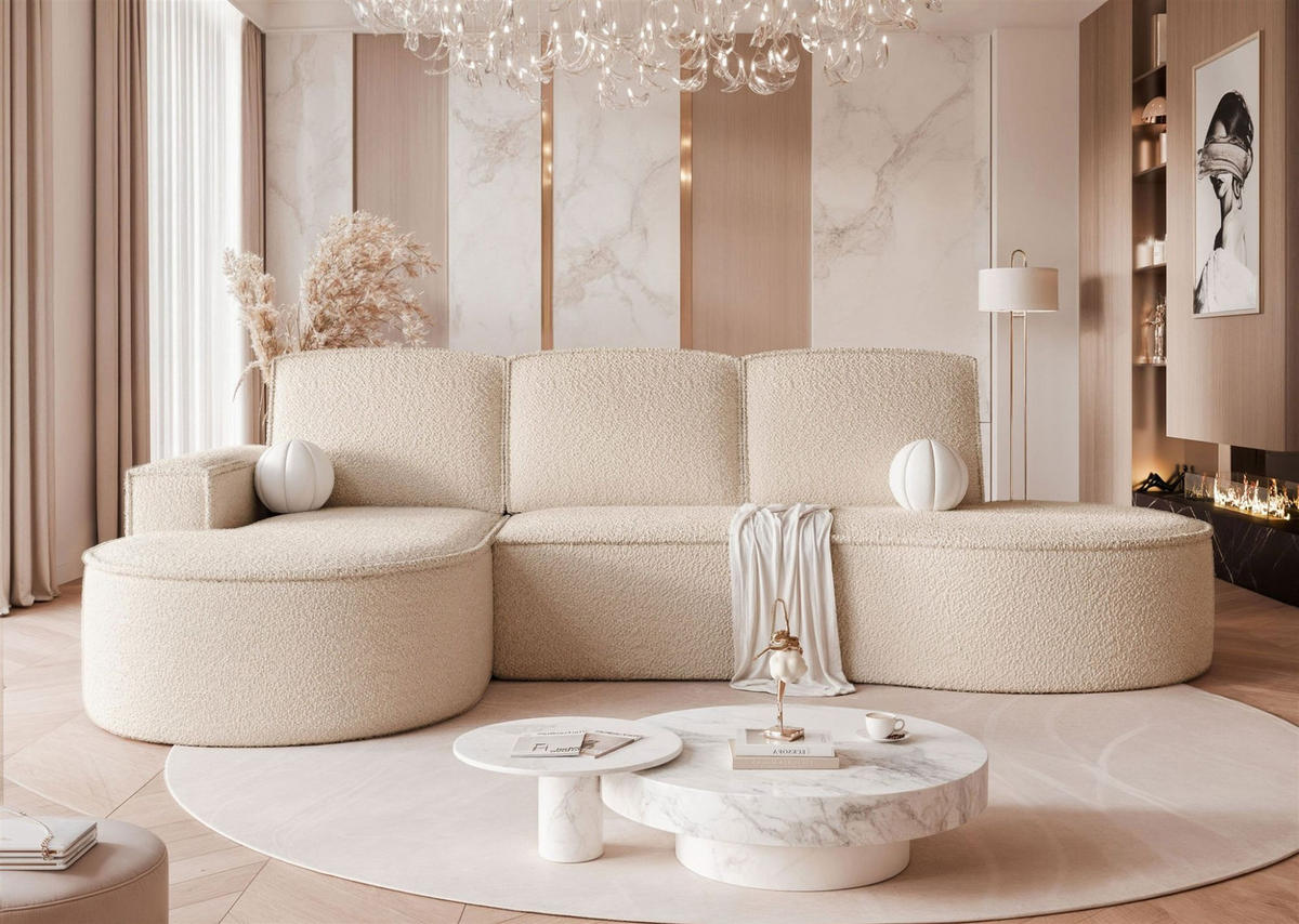 ECKSOFA Arlet Mit Schlaffunktion - Beige, Holzwerkstoff/Textil (277/156cm) - Fun Möbel
