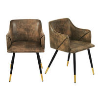 ARMLEHNSTUHL-SET 2 Stück in Samt Metallbeine - Braun, Holz/Textil (52/83/50cm) - Urban Meuble
