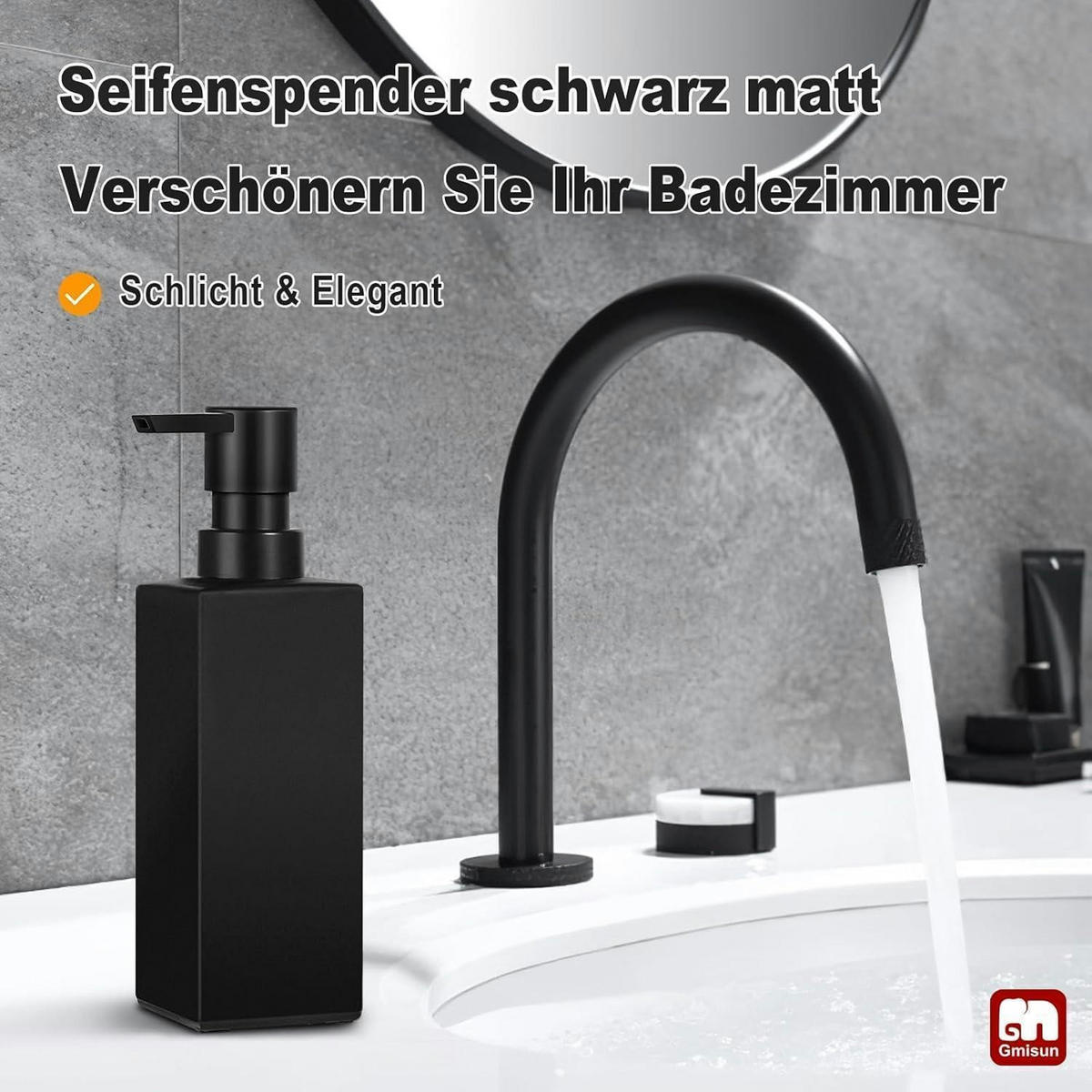 SEIFENSPENDER Glas matt schwarz 350ml - Schwarz, Glas (18.5/5.7/5.7cm)