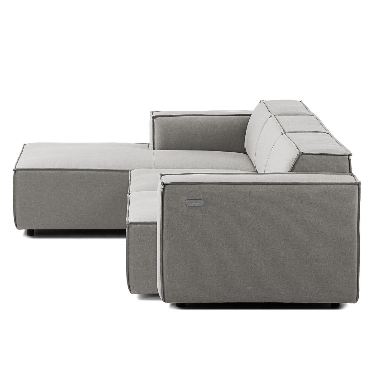 ECKSOFA mit Longchair - Graubraun/Schwarz, Kunststoff/Textil (260/177cm) - home24