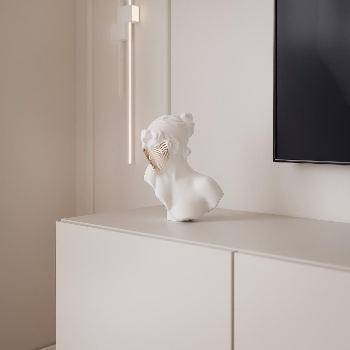 WOHNWAND ANGEL I Kaschmir hängend mit LED-Beleuchtung 200 cm - Kaschmir, Holzwerkstoff (200/36/40cm) - Idohome