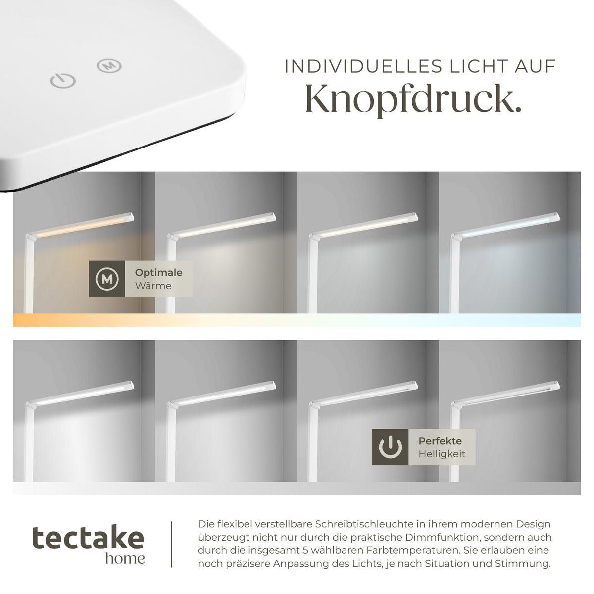 SCHREIBTISCHLAMPE Novaly,inklusive USB-Anschluss,weiß - Weiß, Kunststoff (33.5/11/37.5cm) - tectake