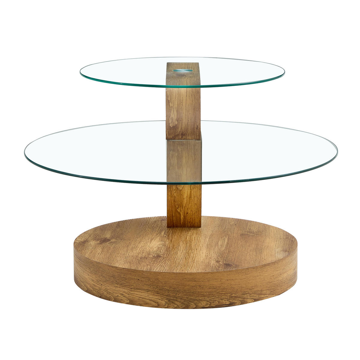 COUCHTISCH 2 Ebenen Naturholzoptik/Transparent Sicherheitsglas MDF - Transparent/Naturfarben, Glas/Holzwerkstoff (89.9/69.9/43.2cm)