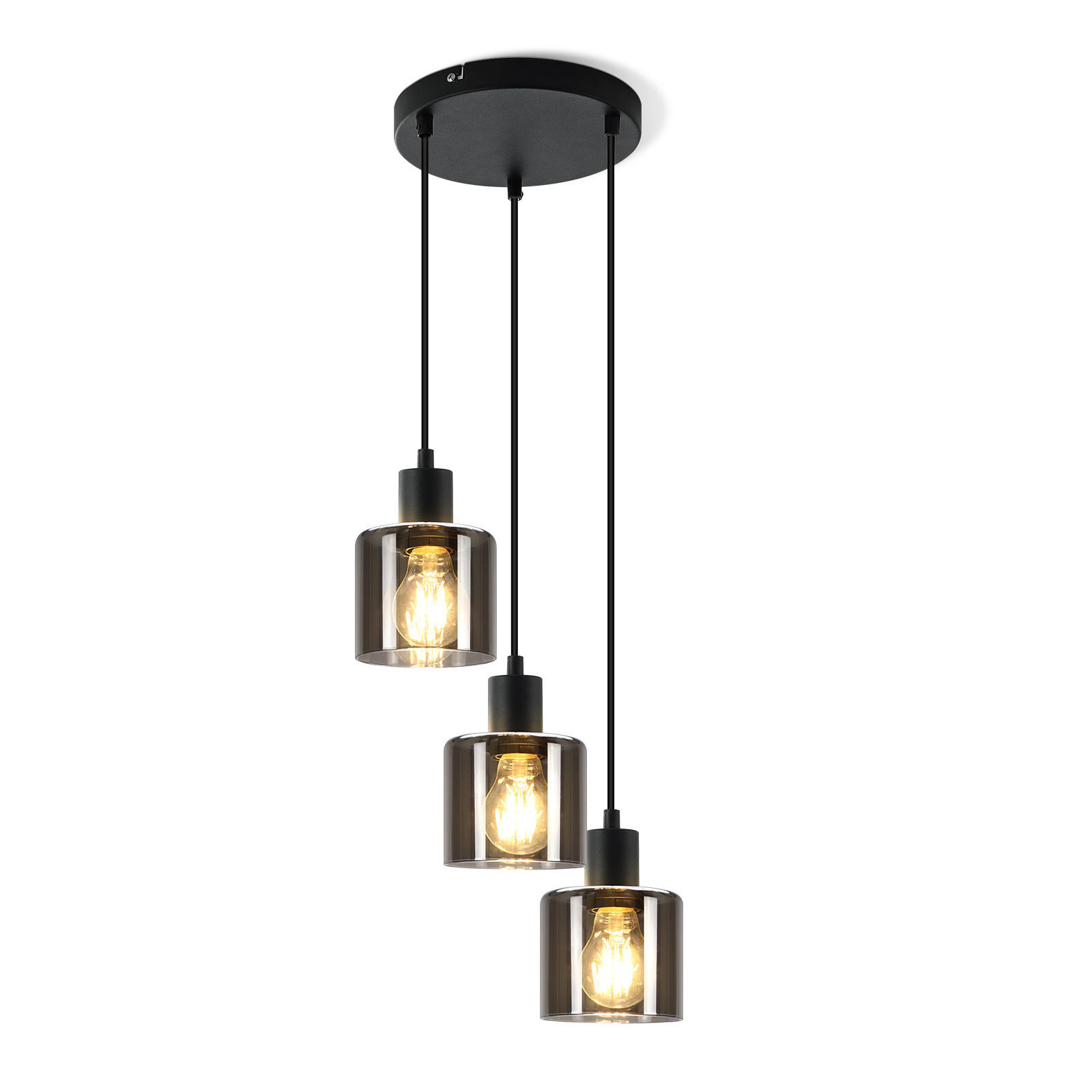 HÄNGELEUCHTE Klassik 3-flammig 26/26/195 cm - Grau, Glas (26/26/195cm) - Nettlife