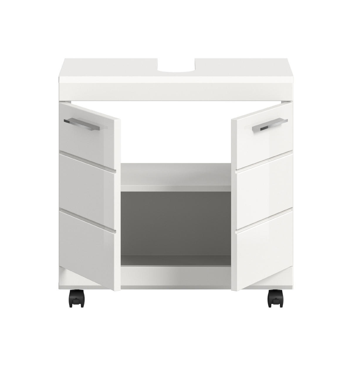 WASCHBECKENUNTERSCHRANK AUF ROLLEN Scout weiß hochglanz 60/34/60 cm - Weiß, Holzwerkstoff (60/60/34cm) - Xonox