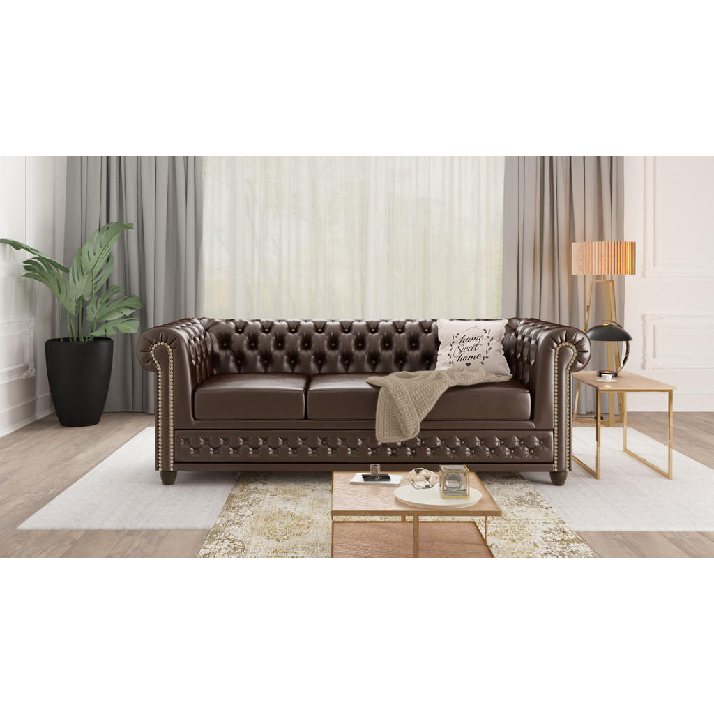 Thumbnail - S-Style Möbel Sitzgarnitur, Braun, Textil, Echtholz,Buche, 6-Sitzer, Füllung: Silikon,Silikon,Komfortschaum, 203x72x86 c...