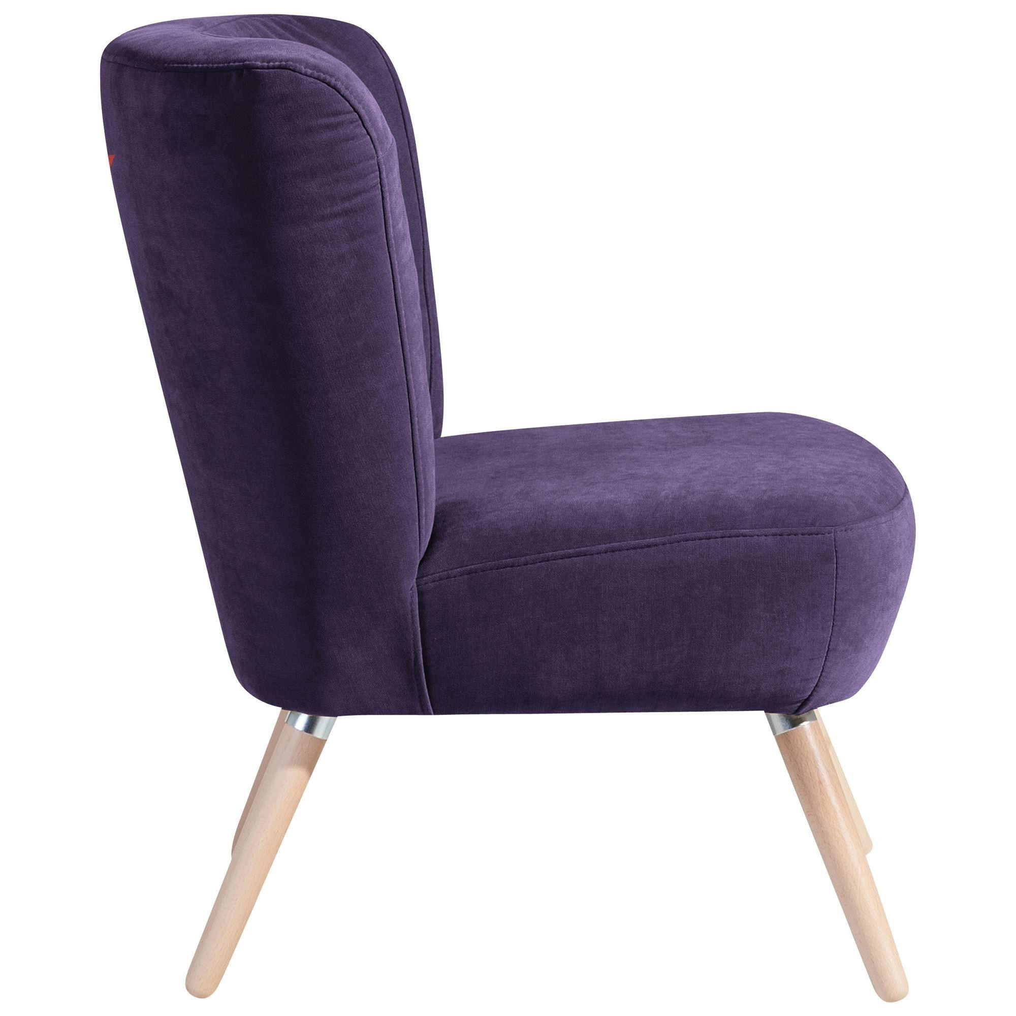 SESSEL Kassi Bezug Veloursstoff Buche natur / violett - Lila, Kunststoff (69/80/68cm) - 58aufmkessel