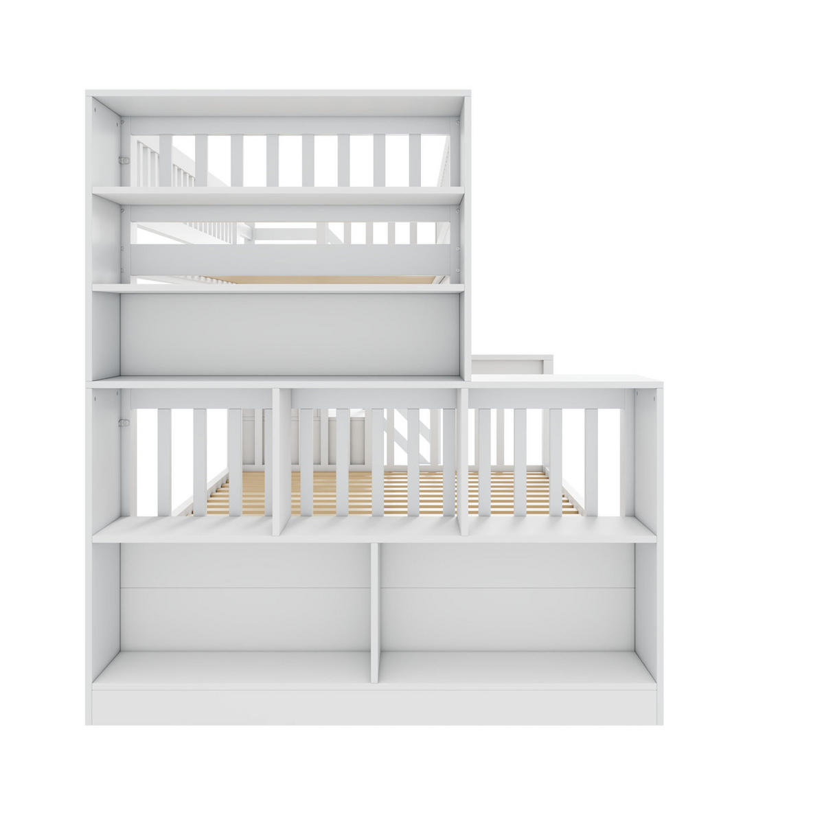 ETAGENBETT 140/200 und 90/200 cm mit Tafel, Treppe und Stauraum aus Kiefernholz, Weiß - Weiß, Holz (140/200cm) - Redom
