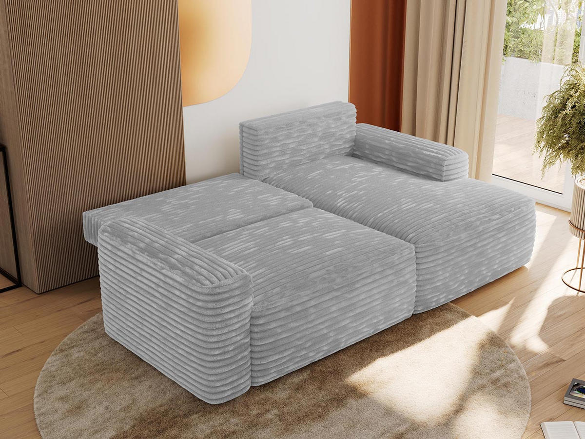 ECKSOFA BELLUNO L Grau Cord - Rechts - Schwarz/Grau, Textil (233/144cm) - MKS