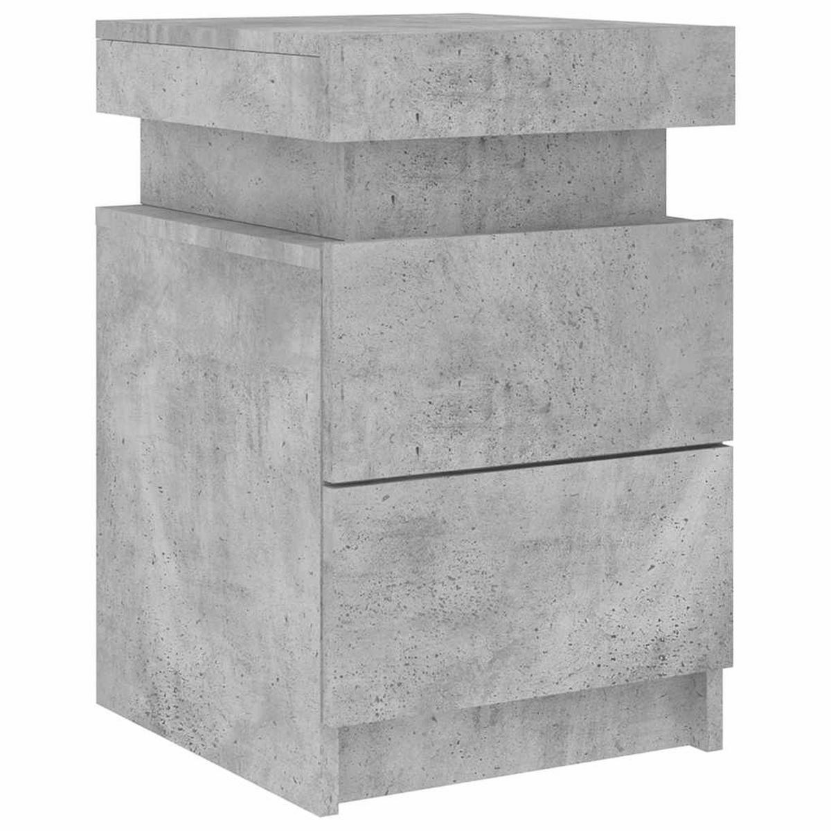 NACHTTISCHE Mit Led-Leuchten 2Er Set Betongrau 35/39/55 Cm - Grau, Holzwerkstoff (39/55/35cm) - vidaXL