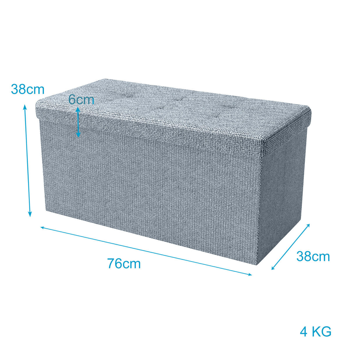 SITZTRUHE Faltbar 76/38/38 cm (Grau) - Grau, Textil (38/38/76cm) - Intirilife