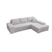 ECKSOFA Milo mit Schlaffunktion und Bettkasten, Couch L-Form, Cord-Stoff, 273x85x185 cm, Grau - Grau, Holz (273/185cm) - PROMETO Möbel