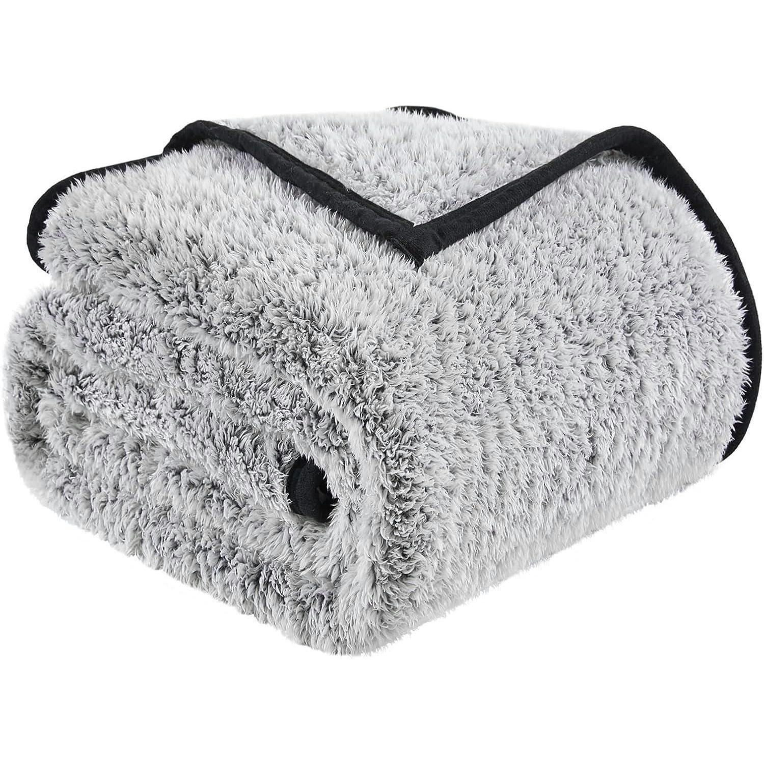 KUSCHELDECKE Sherpa Wendbar 228 x 228 cm Schwarz - Grau, Textil (228/228cm)