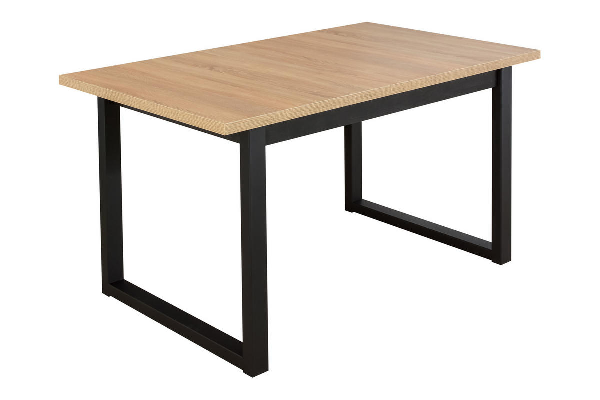 ESSTISCH Ikon 3 M - Schwarz/Sonoma Eiche, Holz/Metall (80/140/79cm) - Leaf Design