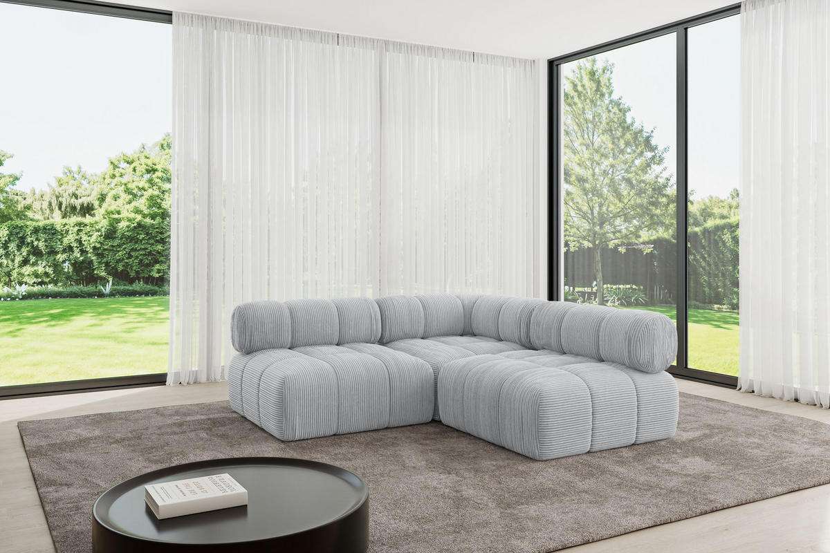 ECKSOFA modulares Sofa Samaro-L1 - 190x190x70 cm Grau Cord - Grau, Holzwerkstoff/Textil (190/190cm) - ALTDECOR