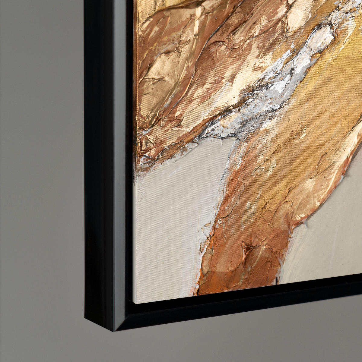 GEMÄLDE Goldene Symphonie Schattenfugenrahmen Schwarz 180x120 cm - Schwarz, Holz (180/120cm) - YS-art gallery