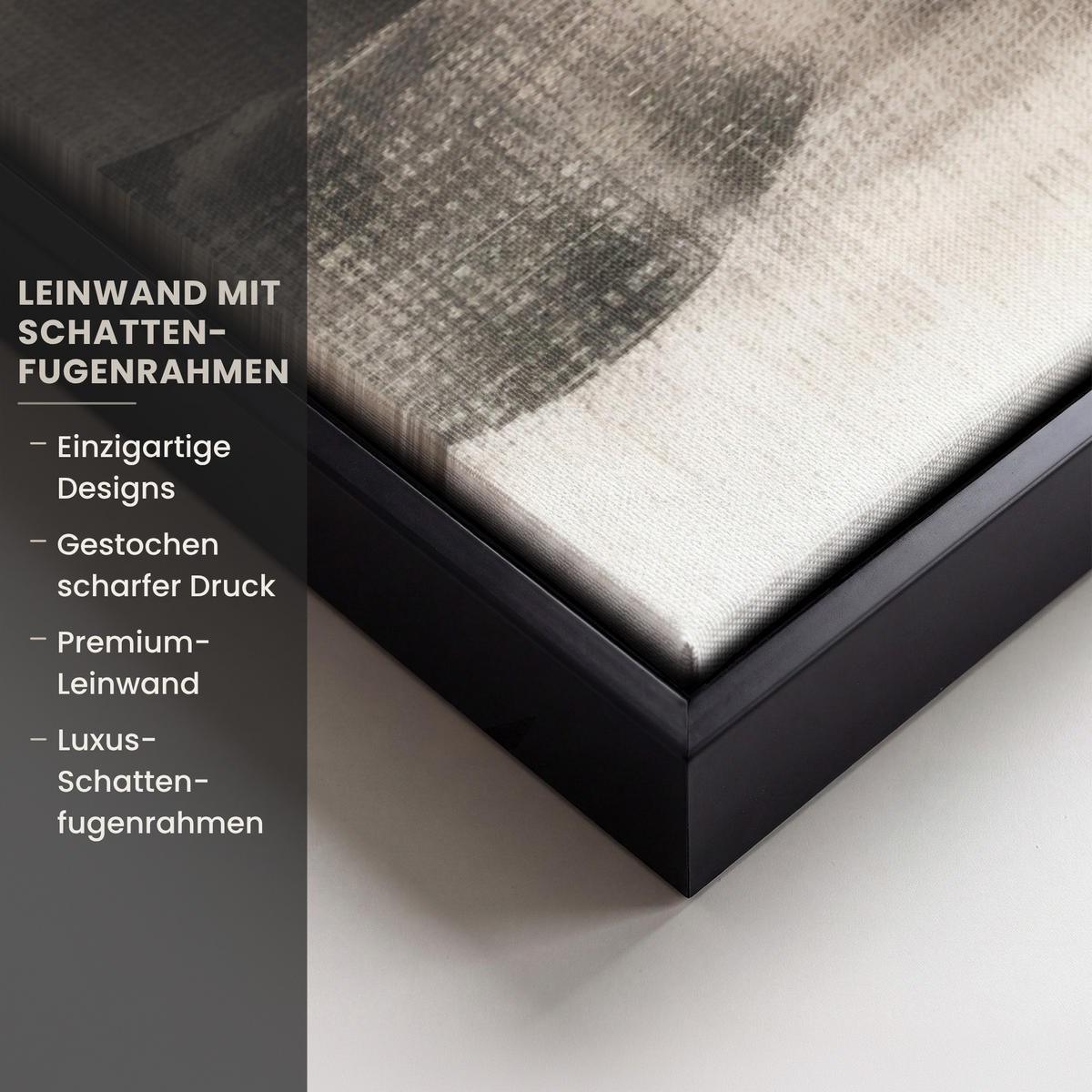 LEINWAND Bilder mit Rahmen - Abstrakt - Wellen - Schwarz - Verwittert - 60x40 - Trüffeleichefarben, Textil (60/40cm) - MuchoWow