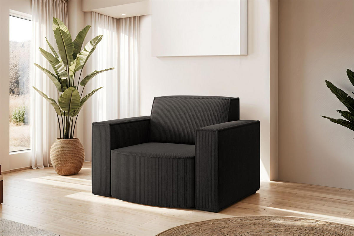 SESSEL Palma In Stoff Scala - Anthrazit, Holzwerkstoff/Textil (98/74/89cm) - Fun Möbel