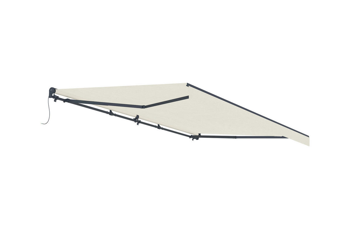 HALBKASSETTENMARKISE Fazzio Beige 5m x 3m motorisierte - Premium-Leinwand 320g/m² - Beige, Metall (500/270/300cm) - Cazeboo