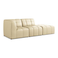 ECKSOFA Rechts Kunstleder Beige - Beige/Schwarz, Holzwerkstoff/Kunststoff (240/90cm) - Makamii