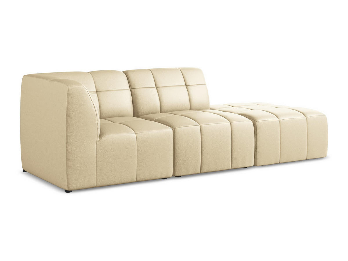 ECKSOFA Rechts Kunstleder Beige - Beige/Schwarz, Holzwerkstoff/Kunststoff (240/90cm) - Makamii