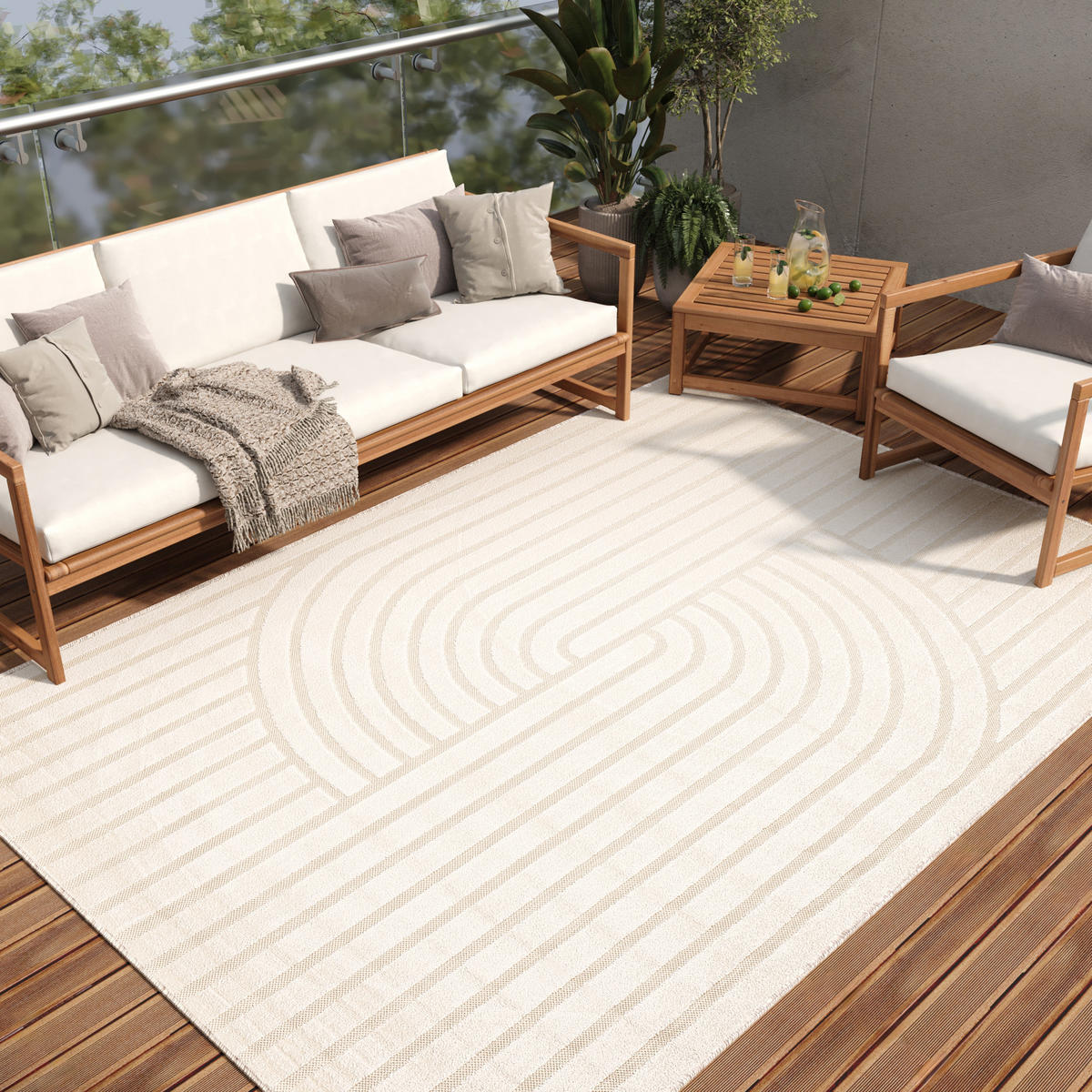 TEPPICH PATIO Creme 140/200 cm - Creme, Kunststoff (140/200cm) - Tapiso