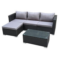 GARTENLOUNGE Queens Polyrattan Schwarz - Schwarz/Grau, Kunststoff - SVITA