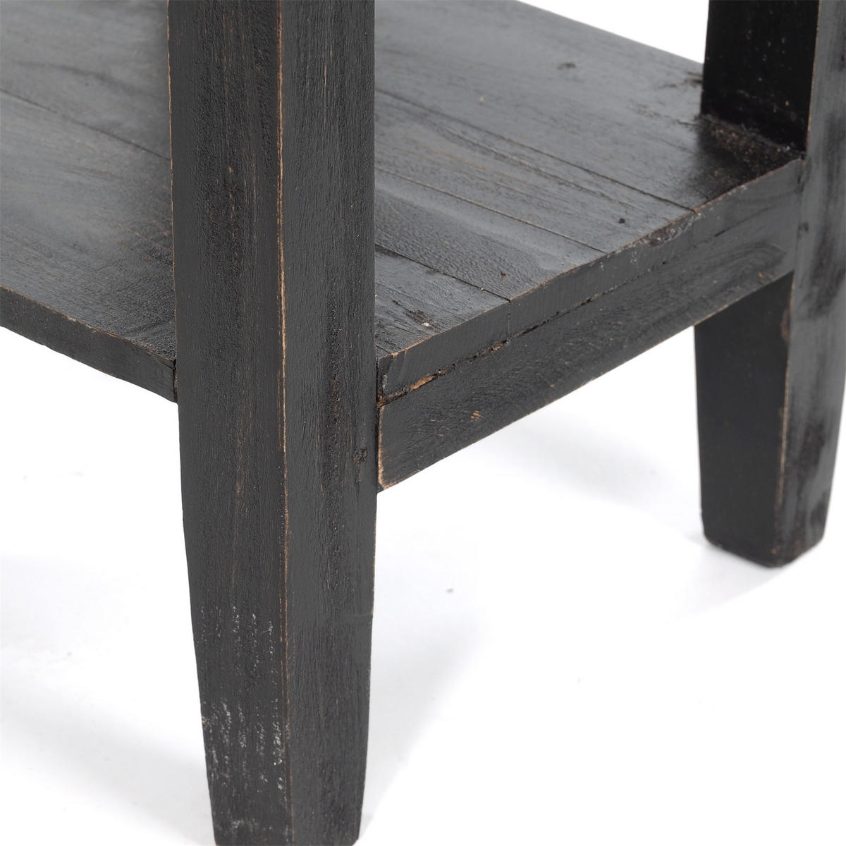TELEFONTISCH DRAWER 65 Mahagoni Recyclingholz, mit Schublade 04 schwarz-natur - Graubraun, Holz (31/31/65cm) - DESIGN DELIGHTS
