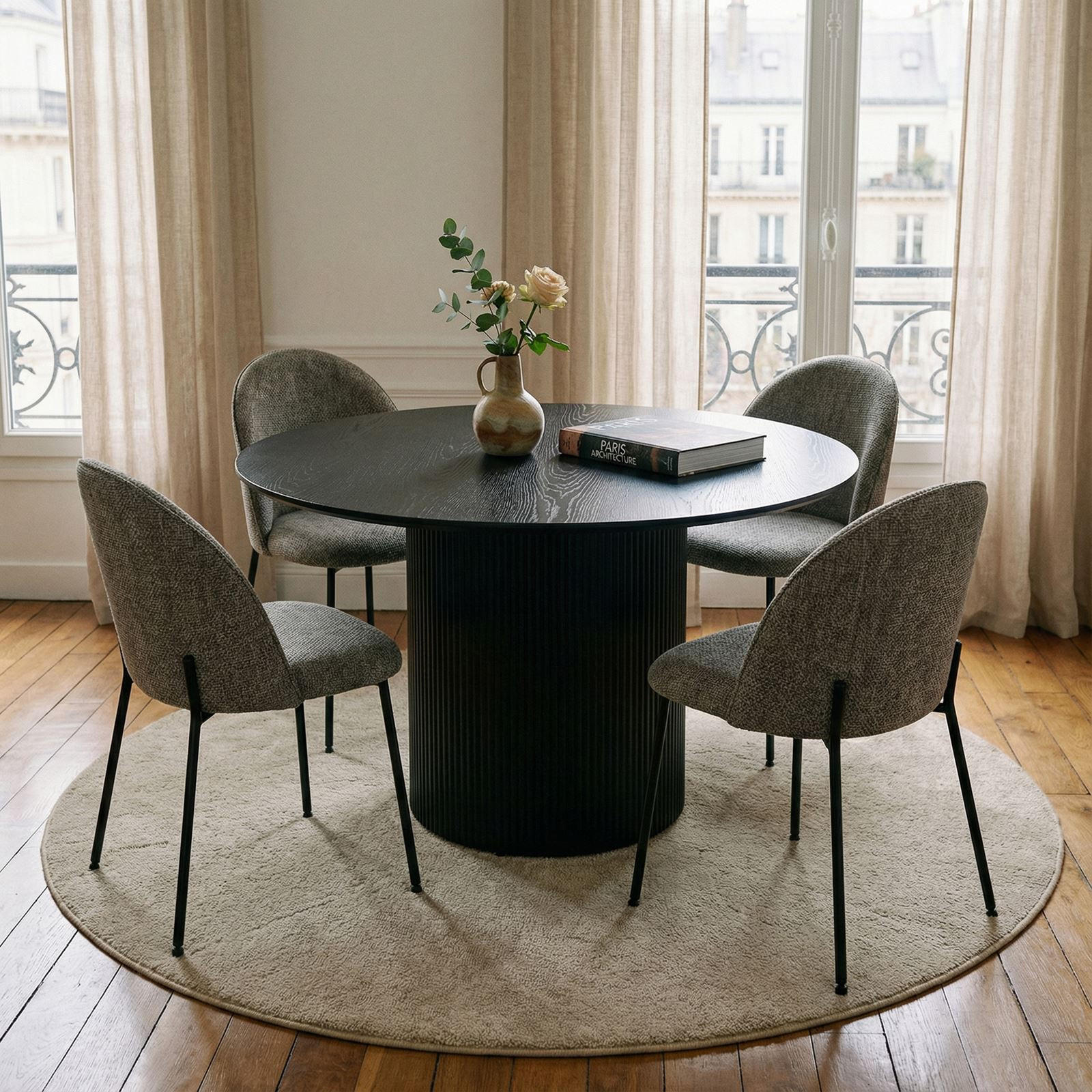 ESSGRUPPE VIANNEY - Schwarz, Metall (120/75/120cm) - IDIMEX