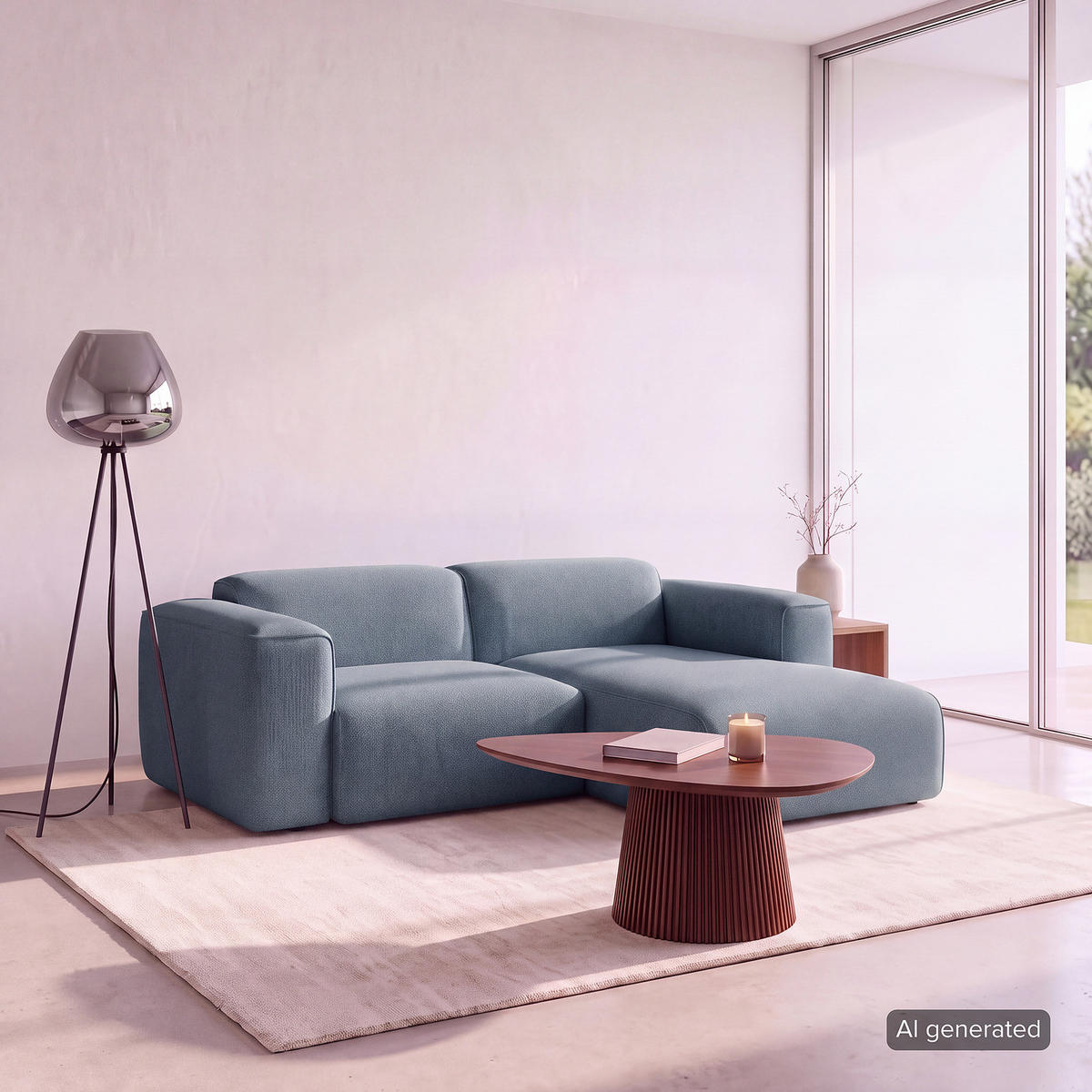 1,5-SITZER ECKSOFA mit Longchair - Blaugrau/Schwarz, Kunststoff/Textil (260/173cm) - home24