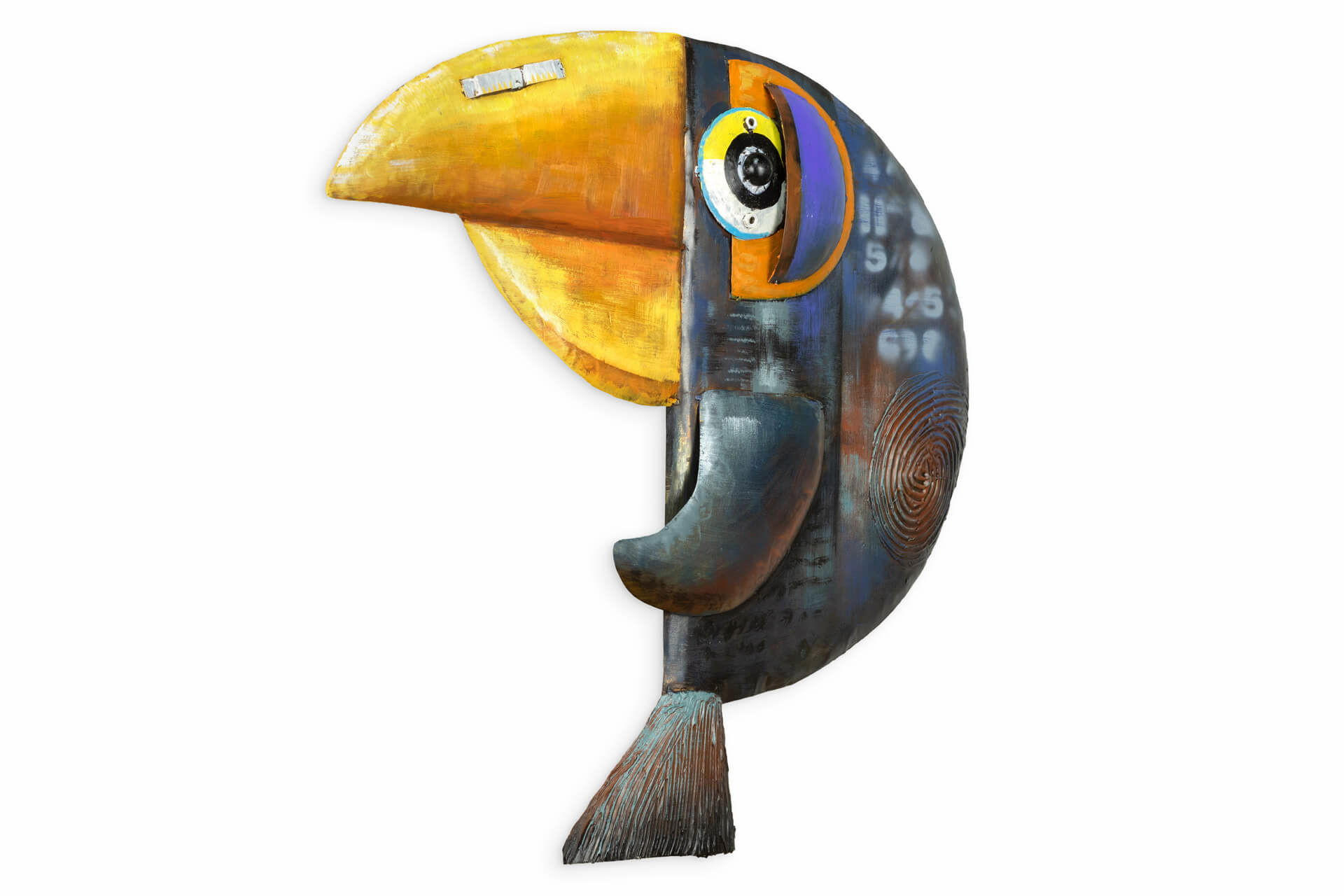 KUNSTLOFT KOVOVÝ OBRAZ BDÍCÍ TUKAN, 64/60 CM
