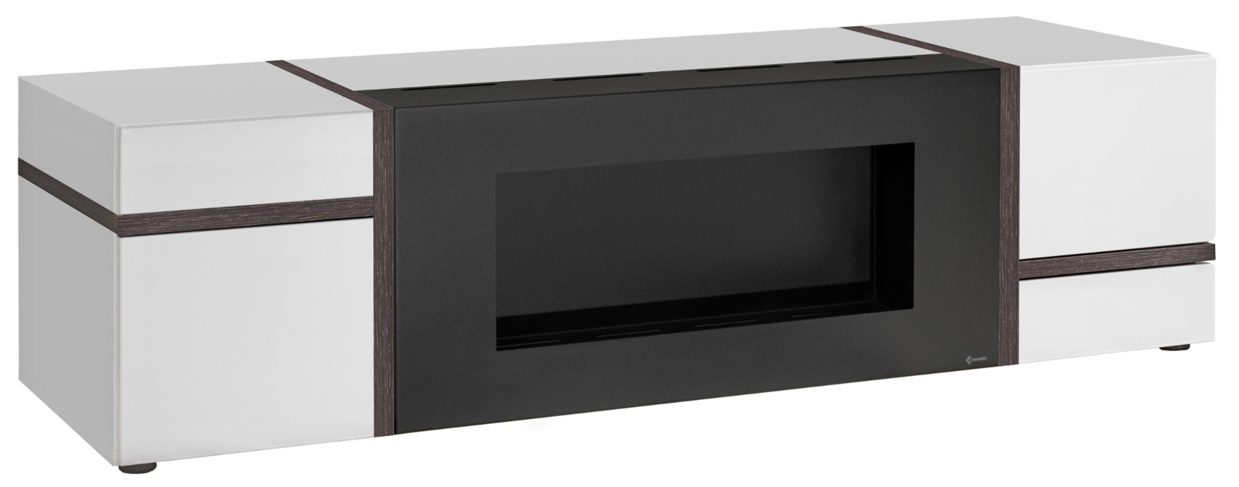 TV-LOWBOARD weiß Hochglanz, Ulme 150 cm, TV Unterteil mit Ethanol Kamin - Ulmefarben/Weiß Hochglanz, Holzwerkstoff/Kunststoff (150/40/50cm) - Inn.Furn