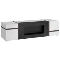 TV-LOWBOARD weiß Hochglanz, Ulme 150 cm, TV Unterteil mit Ethanol Kamin - Ulmefarben/Weiß Hochglanz, Holzwerkstoff/Kunststoff (150/40/50cm) - Inn.Furn