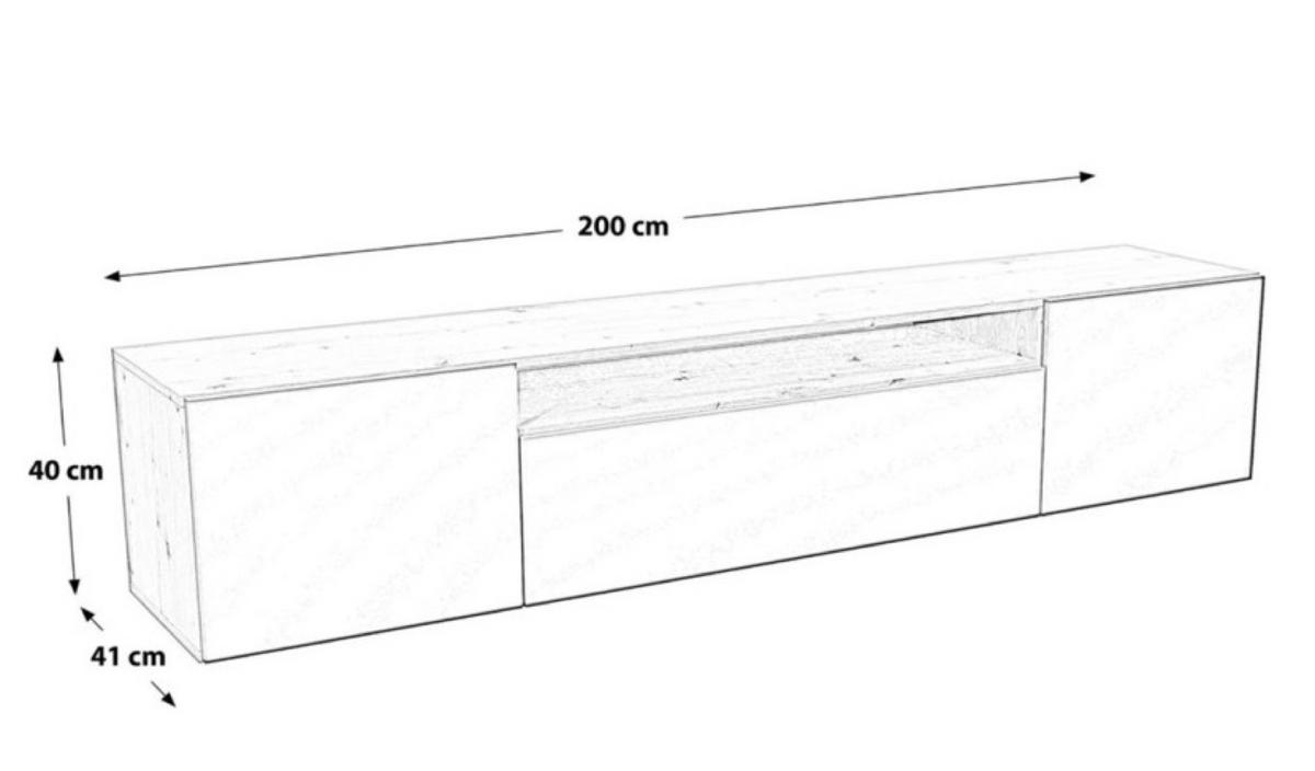 TV-LOWBOARD Grafit LION Hängend 200 cm - Graphitfarben, Holzwerkstoff (200/40/41cm) - Sepro Meble