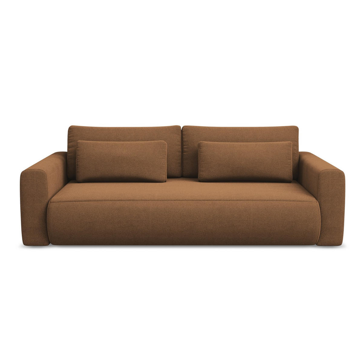 3-SITZER SOFA mit Schlaffunktion Strukturstoff Stoff Orange - Terracotta/Schwarz, Kunststoff/Textil (238/82/105cm) - LaMiaSofa