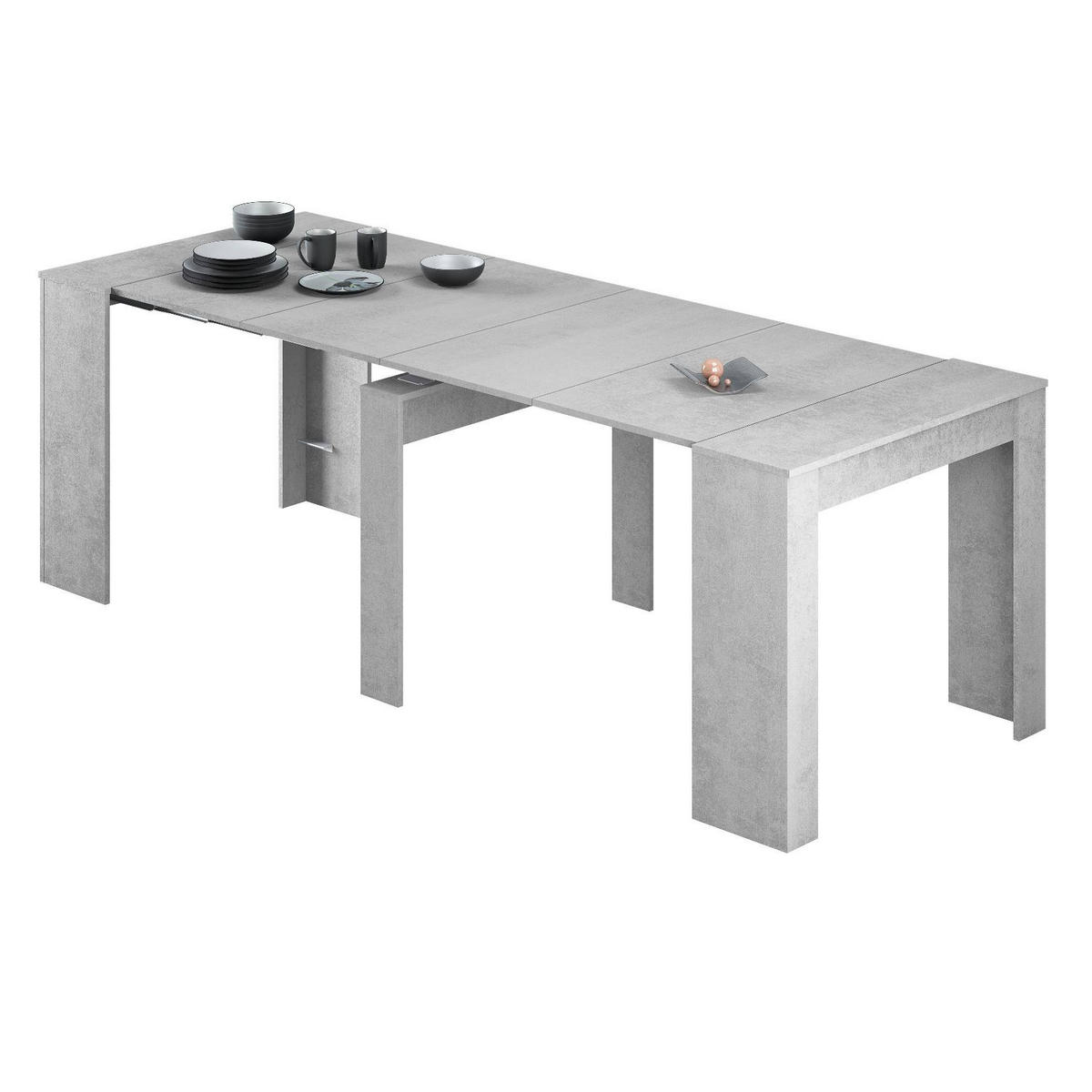TISCH Ausziehbar Zement 51/90/78 cm - Grau, Holzwerkstoff (90/78/51cm) - DMORA
