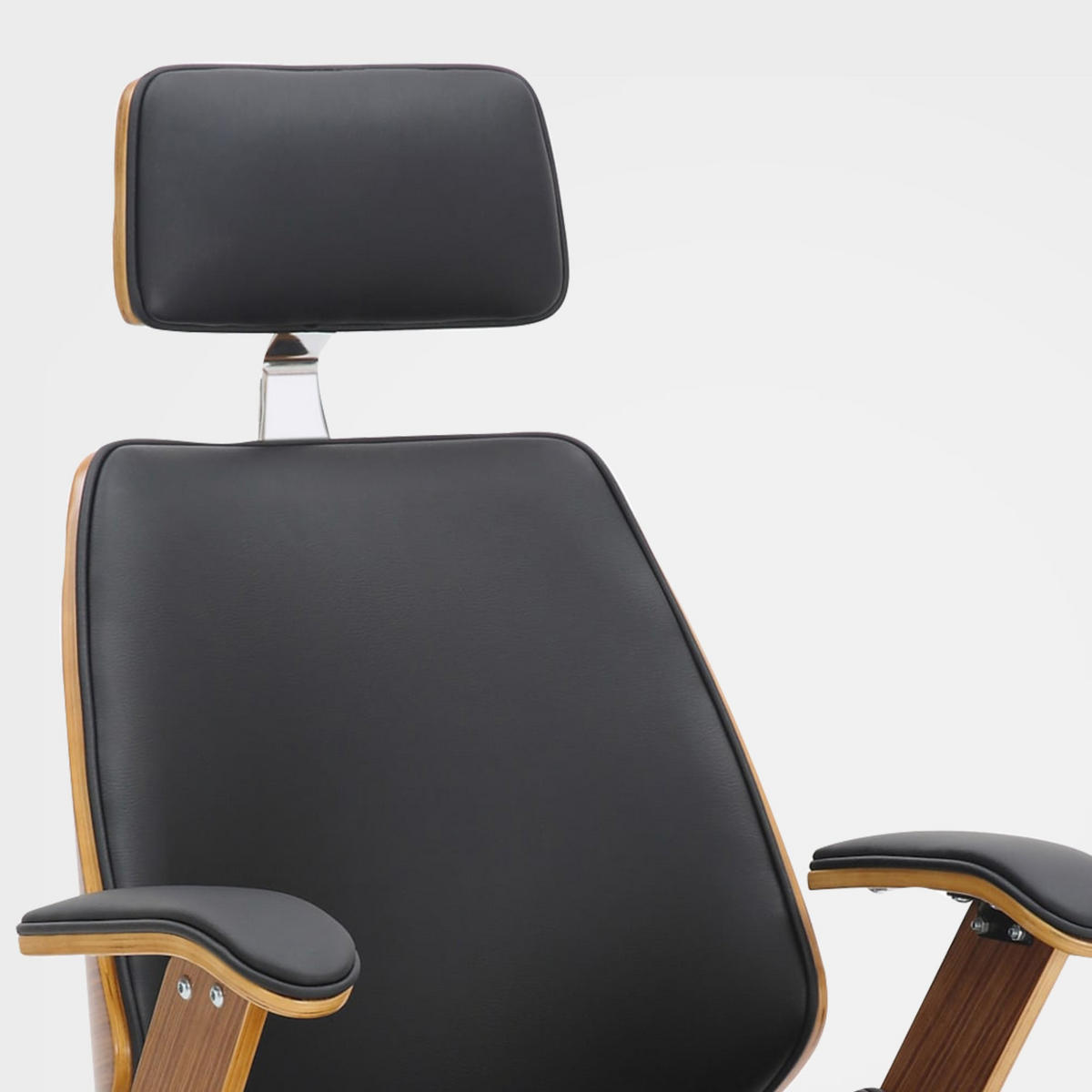 DREHSTUHL Holz Walnuss/Schwarz - Chromfarben/Walnussfarben, Holz/Textil (66/118/61cm) - CLP