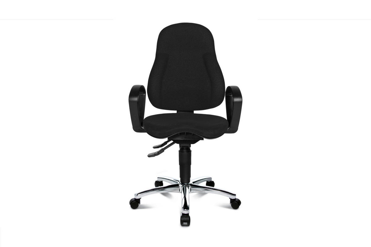 BÜROSTUHL TINO Schwarz Kunststoff Höhenverstellbar - Silberfarben/Schwarz, Kunststoff/Metall (64/104/64cm) - KAWOLA