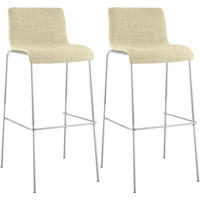 BARHOCKER 2 Stoff Creme - Chromfarben/Creme, Textil/Metall (43/100/48cm) - CLP