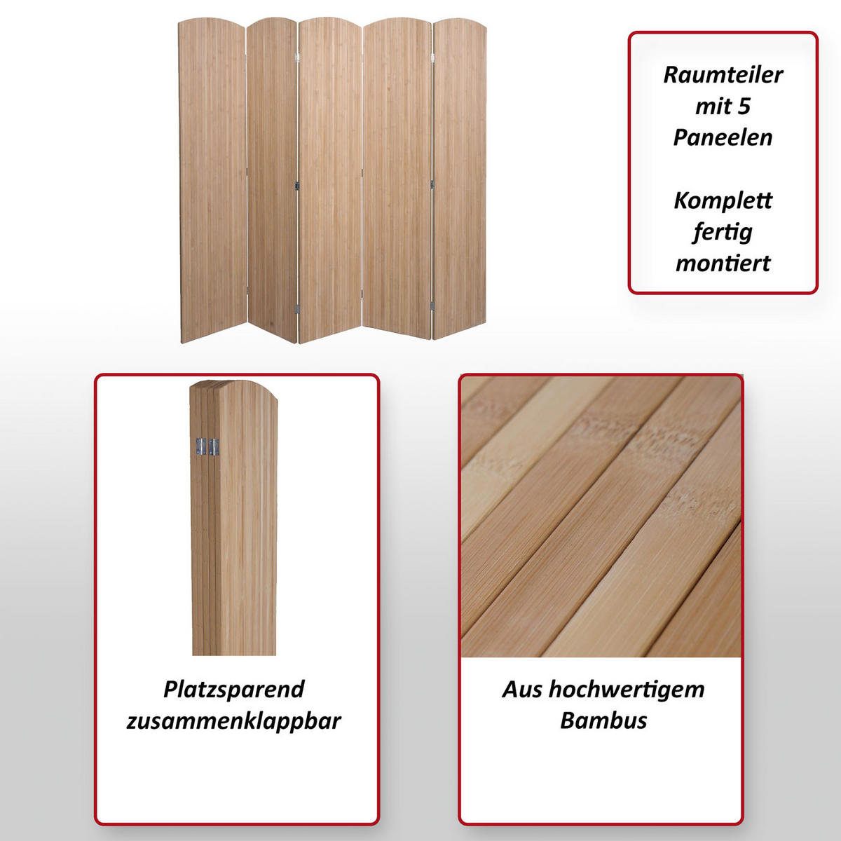 PARAVENT Braun - Braun, Holz (204/170/2cm) - MCW