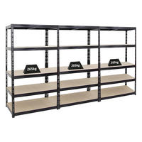 SCHWERLASTREGAL Tiger 3er-Set mit 3x 180x100x60 cm Fachlast 265 kg Schwarz - Silberfarben, Metall (300/180/60cm) - PROREGAL