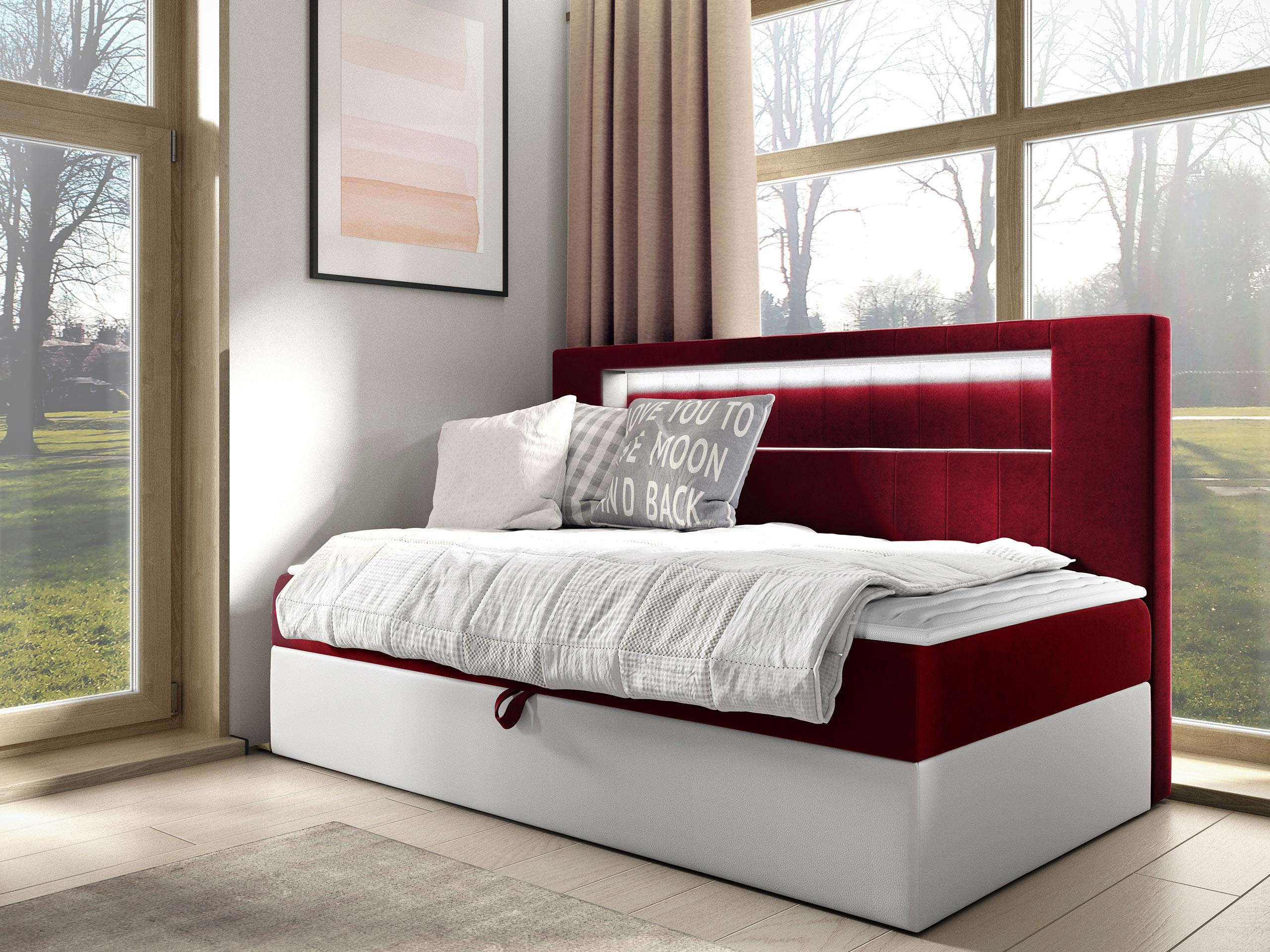 BOXBETT Gold Junior 2 - Rot/Weiß, Holz (90/200cm) - MIRJAN24