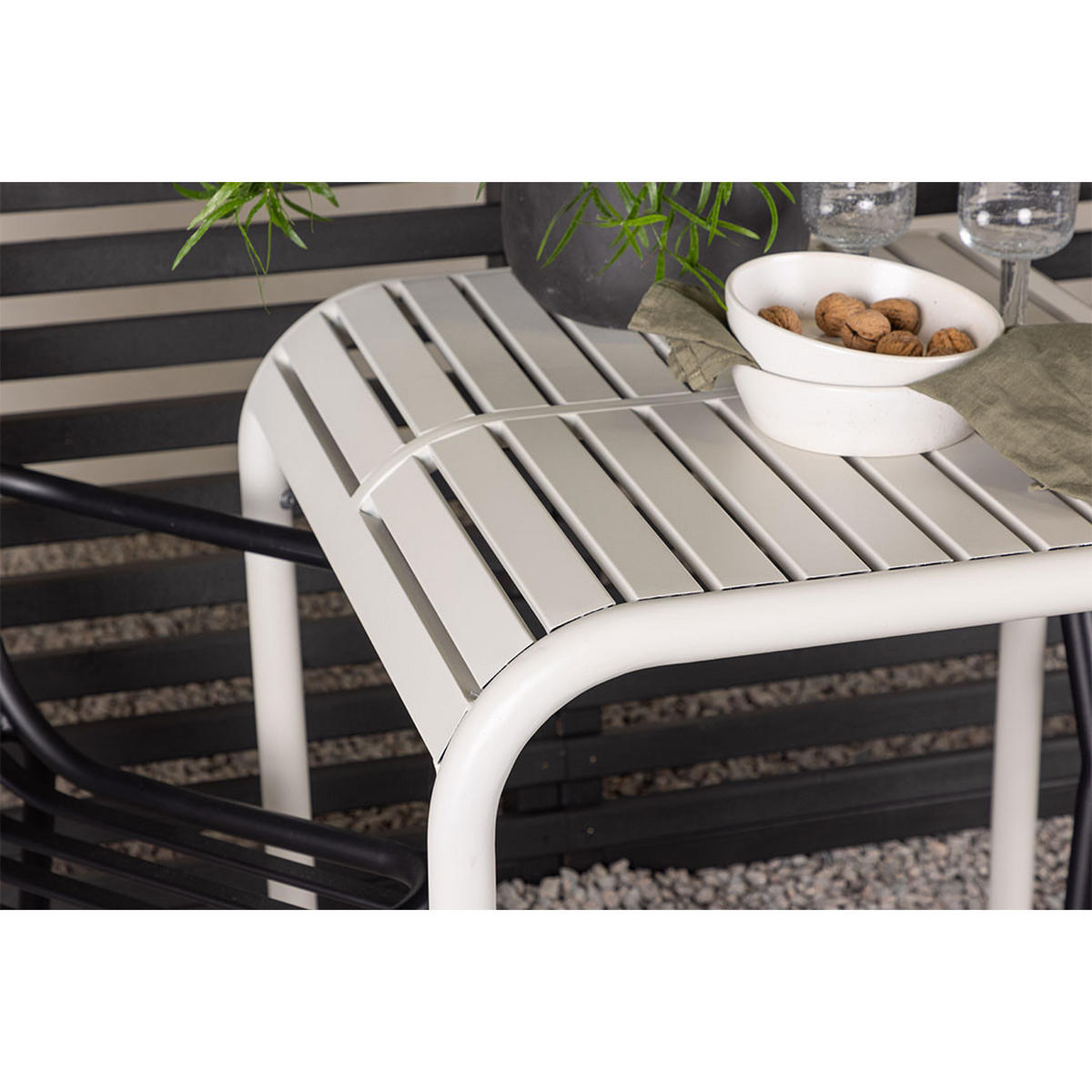 GARTENSET, Borneo, Tisch Beige, Stühle Schwarz, Metall, 70 x 70 x 75 cm, 3-teilig - Beige, Metall - ebuy24