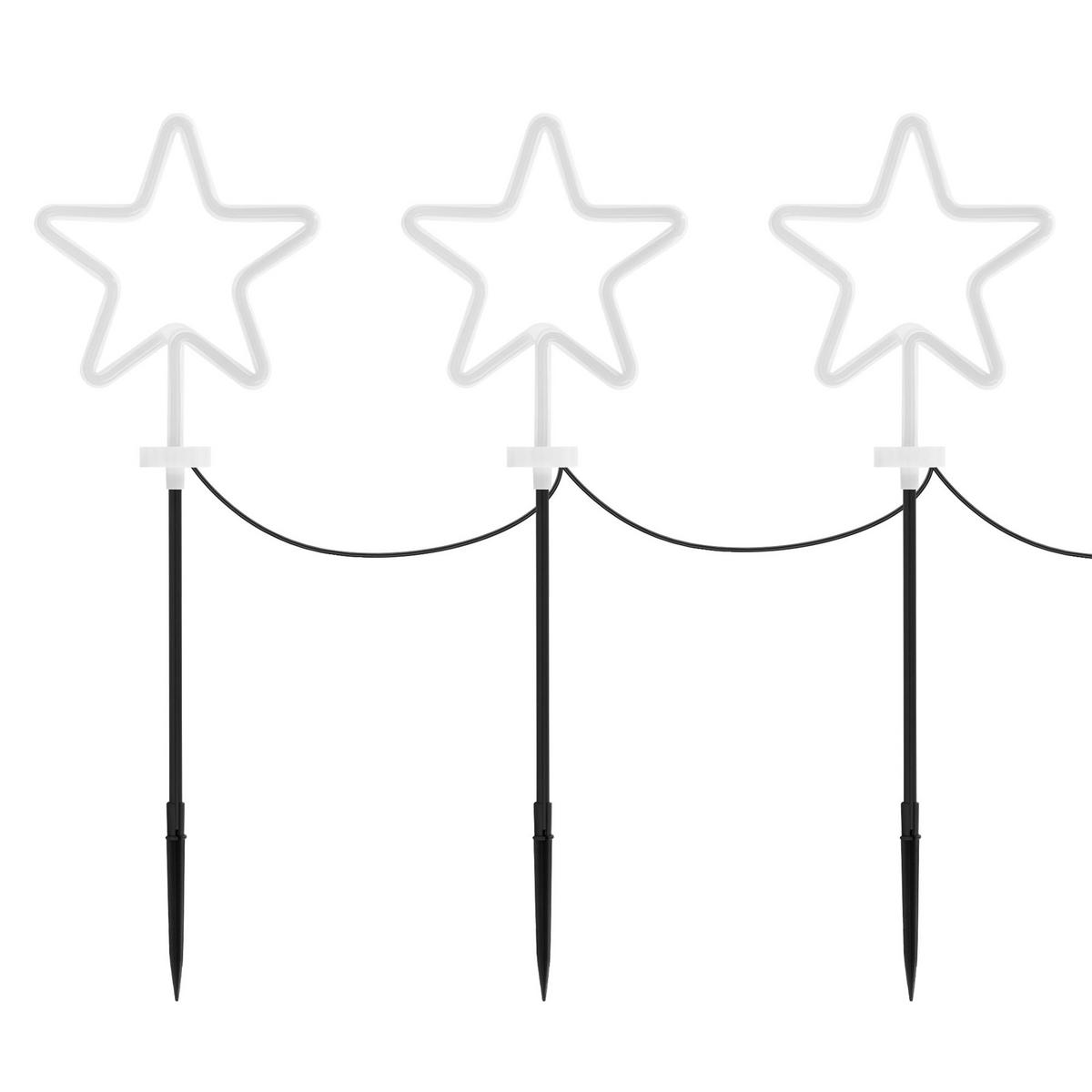 GARTENSTECKER STERN 3er Set H:58 cm Außen für Weihnachten - Weiß, Kunststoff (1.8/58/500cm) - ECD-Germany