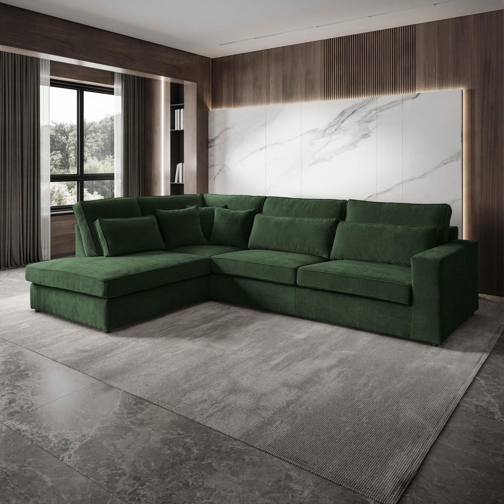 Thumbnail - Beautysofa Ecksofa, Dunkelgrün, Textil, L-Form,L-Form, 314x224 cm, Wohnzimmer, Sofas & Couches, Wohnlandschaften, Ecksof...