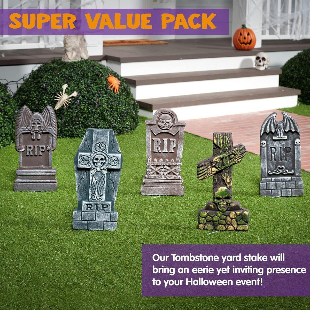 HALLOWEEN Dekoration 5-teiliges Set Grabsteine 43 cm - Multicolor, Kunststoff (5/3/43cm)
