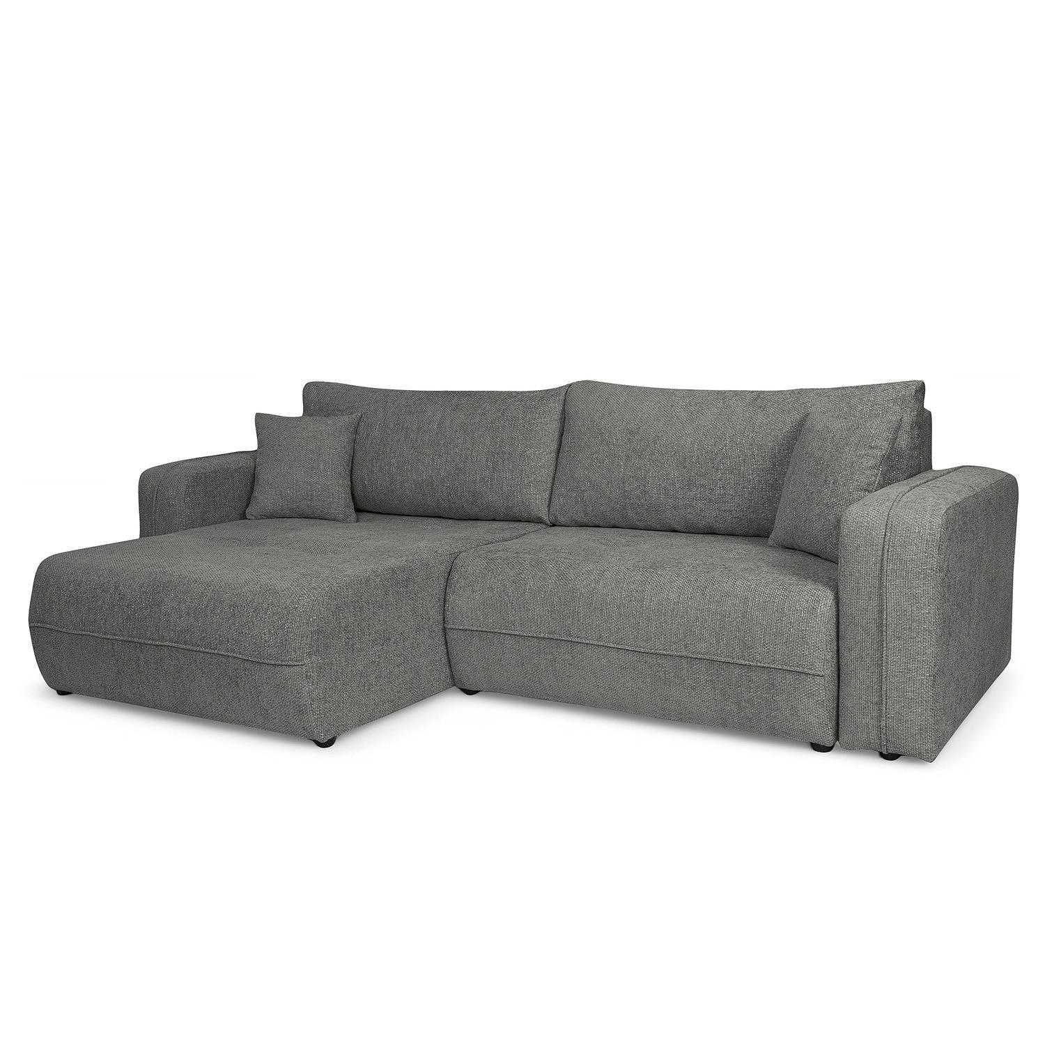 ECKSOFA mit Schlaffunktion - 244 cm - Anthrazit/Schwarz, Kunststoff/Textil (244/145cm) - home24