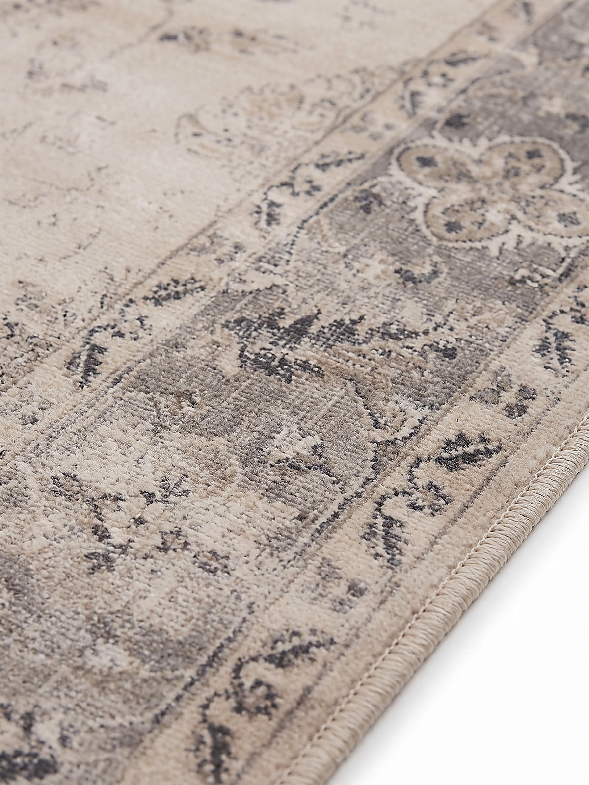 TEPPICH Kurzflor, waschbar, mit floralen Ornamenten, aus Polyester, VERNANTE in Beige-Grau, 120 x 170 cm - Beige, Textil (120/170cm) - KADIMA DESIGN