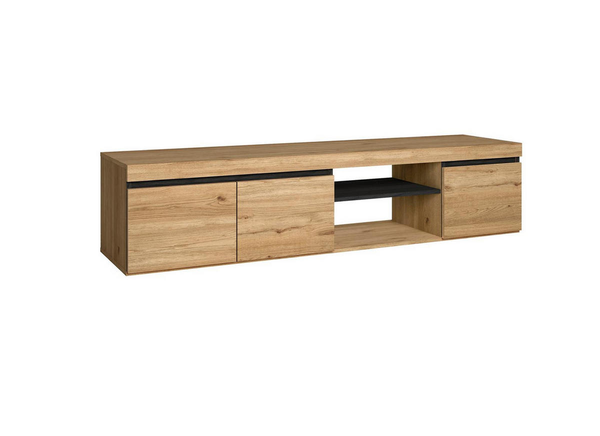 LOWBOARD eiche, schwarz, 160/40/41cm - Eichefarben/Schwarz, Holzwerkstoff (160/41/40cm) - Skraut Home